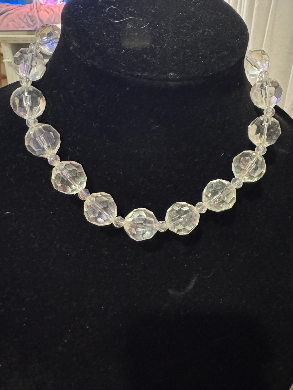 Clear Faceted Bead Necklace - Women Jewelry
